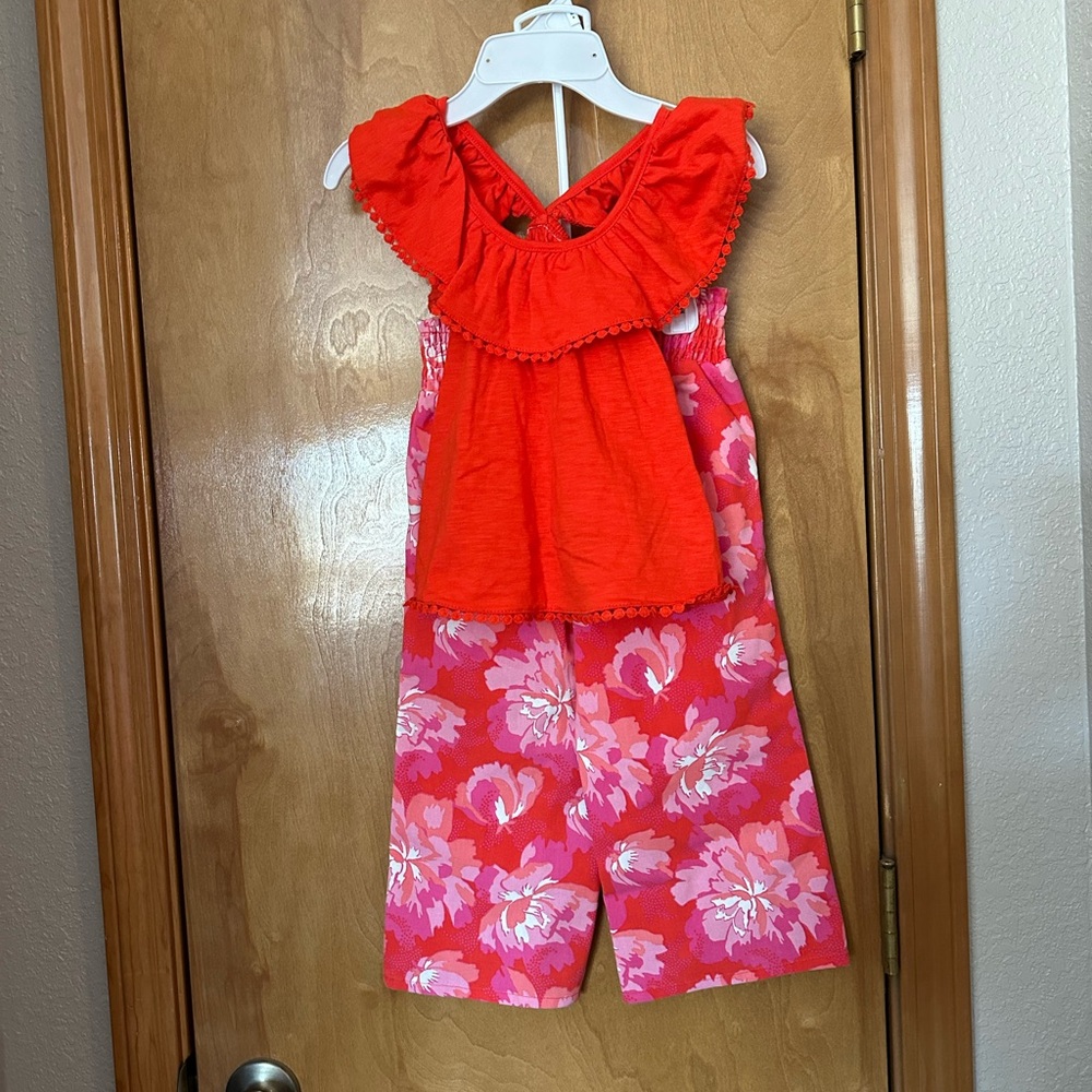 XS (4) Tommy Bahama 2 piece razor back tank top wide leg floral pants